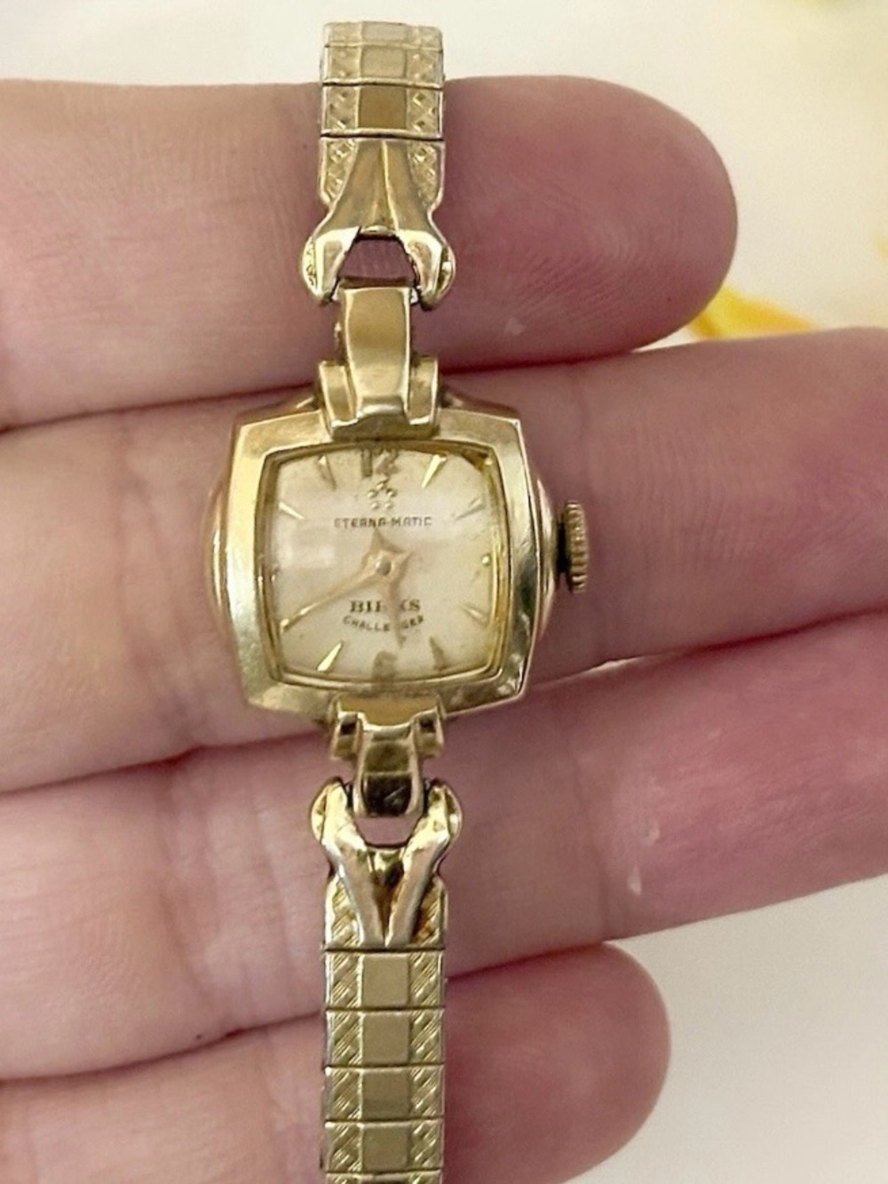 Rare Vintage Birks Eterna-Matic Challenger 14K Gold Mechanical Watch WORKS!!
